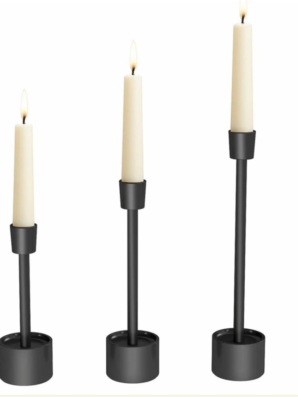 Black iron Taper Candle Holders - Set of 3
